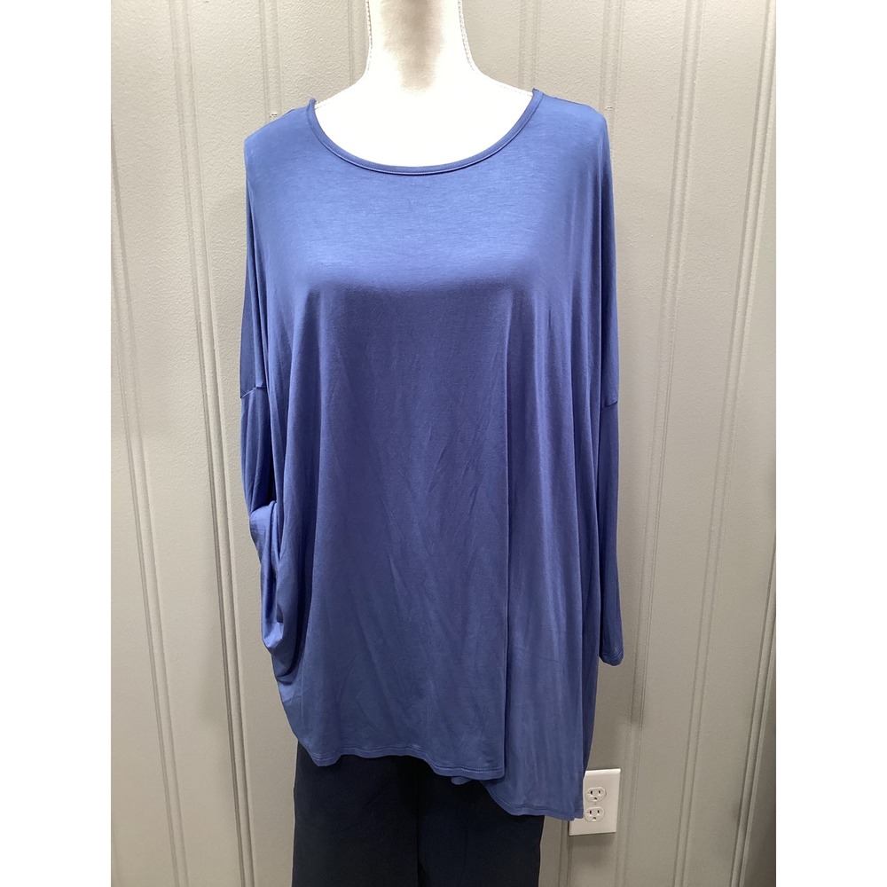 Emerald 2x‎ Blue Periwinkle Dolman Sleeve Open Back Tunic Top Casual
